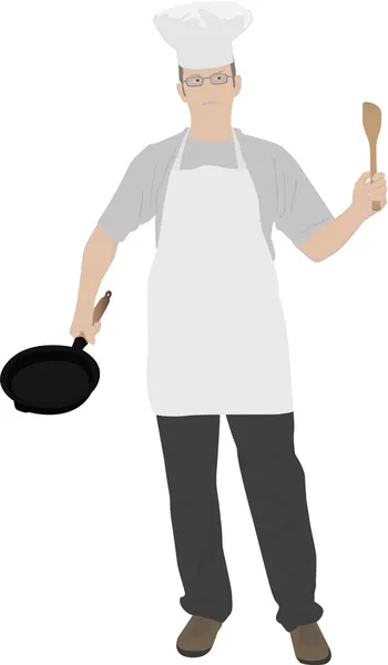 Иллюстрация молодого повара кухни — стоковый вектор