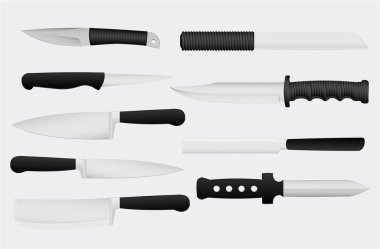 Knives vector illustration, gray backgro clipart