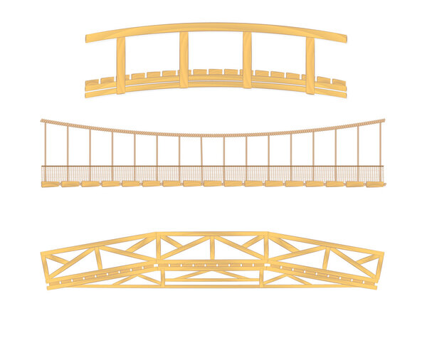 Wooden and hanging bridge illustration