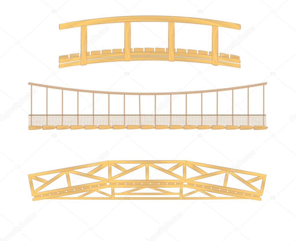 Wooden and hanging bridge illustration