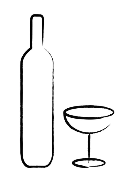 Ilustracja wektorowa butelki i kieliszki — Wektor stockowy
