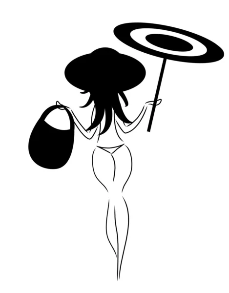 Mulher com guarda-chuva - Vetor —  Vetores de Stock