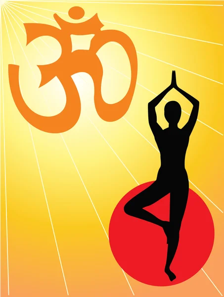 Vector de aum - mantram de yoga - yoga símbolo — Vector de stock