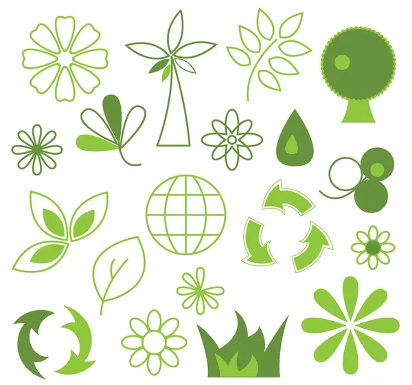 Set van groene vector iconen - eco concepti — Stockvector