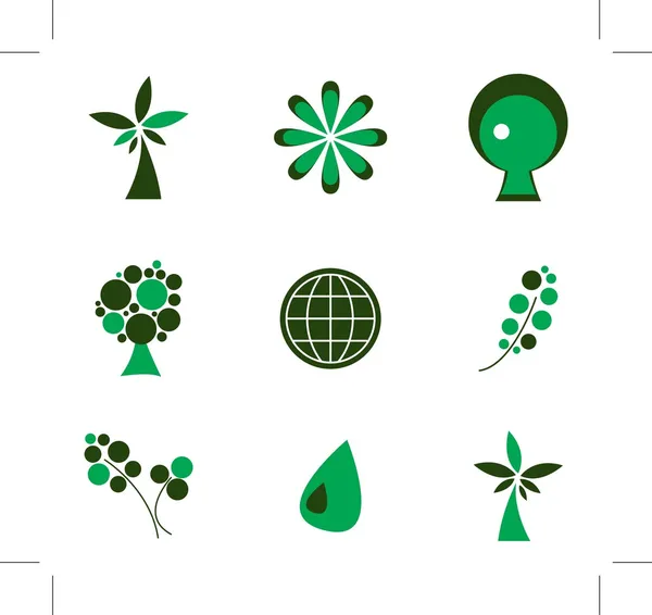 Set of green vector icons - eco concepti — Stockový vektor