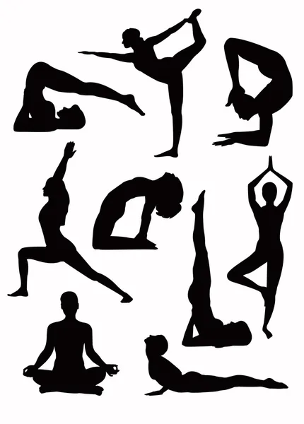 Silhouettes de yoga - vecteur — Image vectorielle