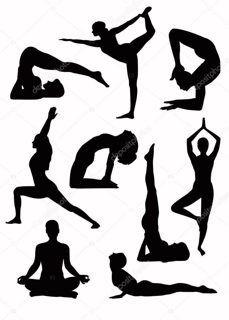 Yoga silhouettes - vector