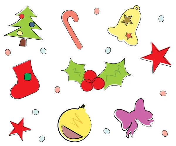 Zeichnung Weihnachtssymbole - Vektor Urlaub — Stockvektor