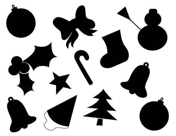 Weihnachten Symbole Vektor Silhouetten — Stockvektor