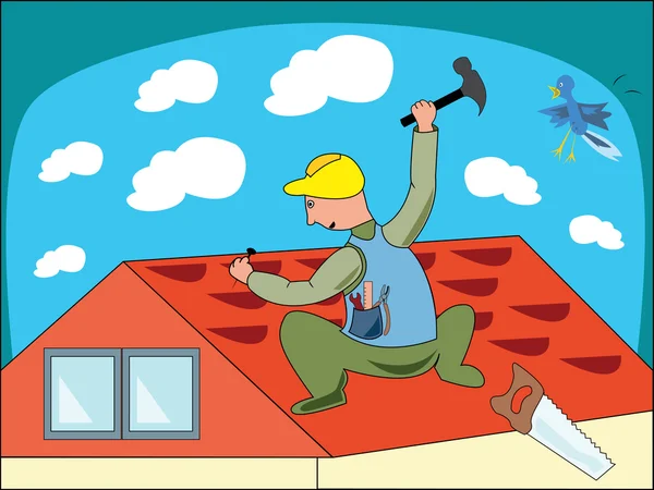 Cartoon illustration of a workman - vect — Stock Vector