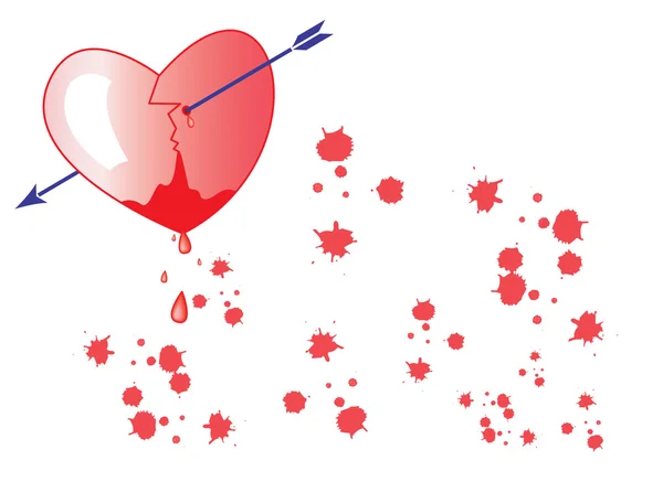Kanlı kalp - vektör çizim — Stok Vektör