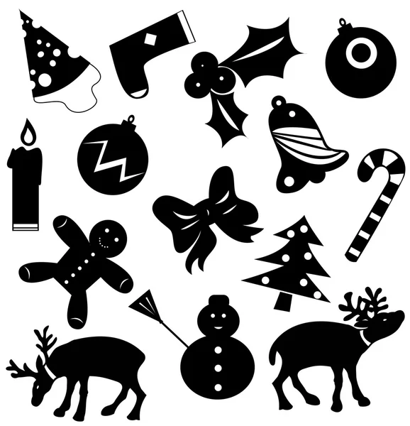 Julen ikoner vektor silhuetter — Stock vektor