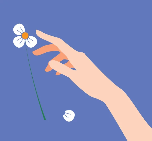 Hand aanraken bloem — Stockvector