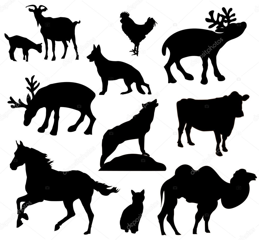 Mixed set of vectorized animals