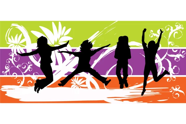 Jumping Silhouettes Vector — Stock Vector