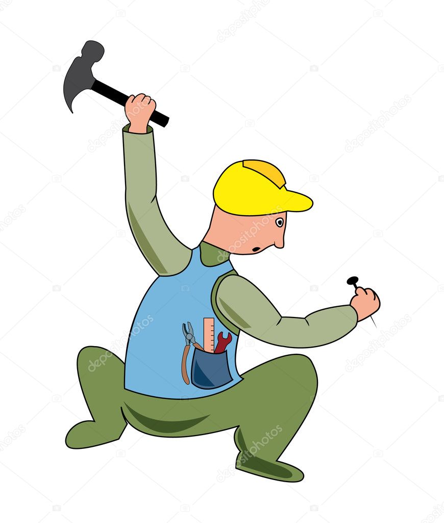Cartoon illustration of a workman