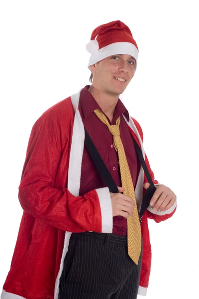 Бизнесмен в шляпе Санта-Клауса — стоковое фото