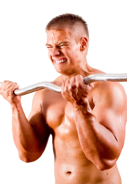 Novice bodybuilder training — Stock Photo, Image