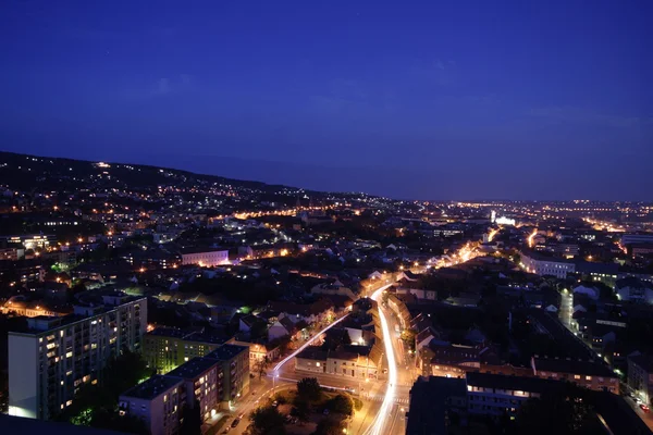 stock image Cityscape at night with moonlight