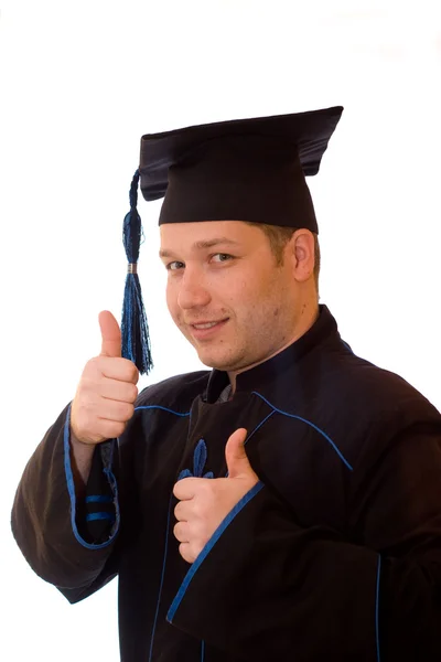 Graduation man isolated over white — Stock Photo, Image