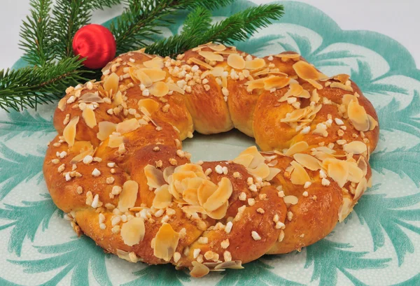 Boże Narodzenie pleciony chleb — Zdjęcie stockowe