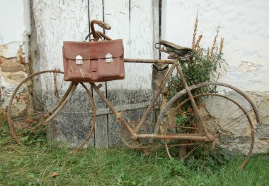 Rusty bicycle with case clipart