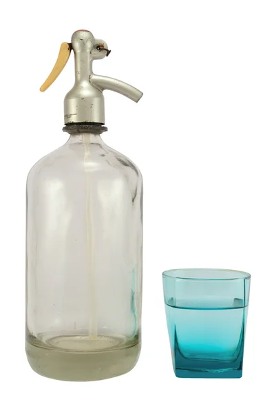 Bottiglia di sifone con vetro — Foto Stock
