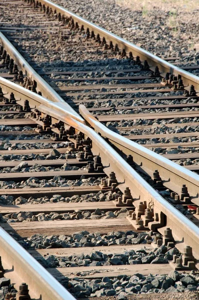 stock image Crossed railway lines