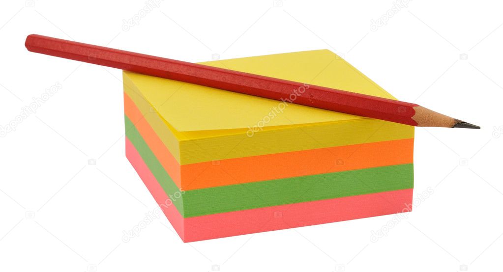 Pencil and sticky notes