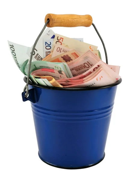 Euro in the bucket — Stock Photo, Image