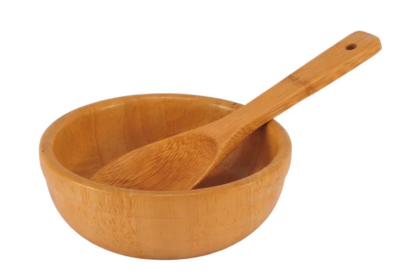 Piatto e cucchiaio di legno — Foto Stock