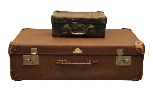 Два старых чемодана — стоковое фото