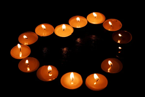 Valentin 的心做的蜡烛 — 图库照片