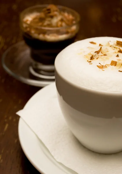 Cappuccino café e chocolate — Fotografia de Stock