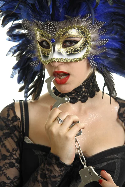 Beautiful woman with a carnival masque — Stock Photo, Image
