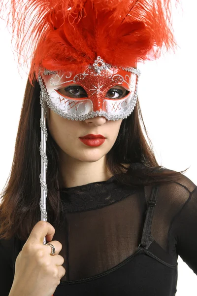 Красива жінка з карнавальною маскою — стокове фото