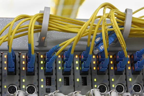 Fiber Optics met Sc/Upc connectors — Stockfoto