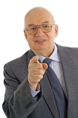 Confident business man gesturing clipart