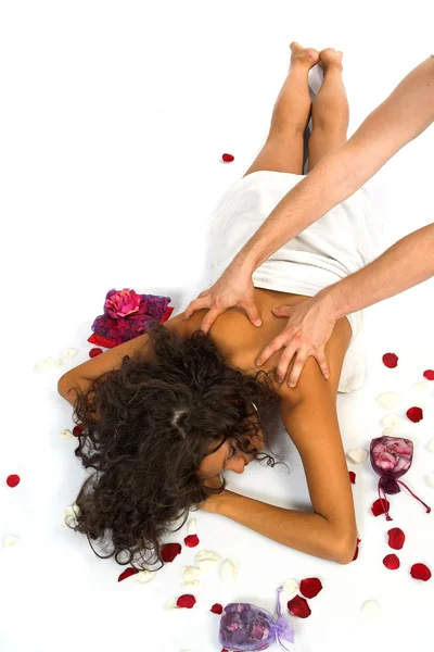 Beautiful woman enjoying massage — Stock Photo, Image
