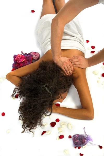 Beautiful woman enjoying massage — Stock Photo, Image