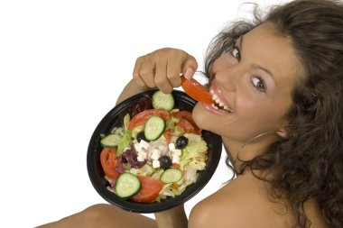 Girl Eating Salad clipart