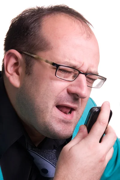 Frustrado gerente vestindo óculos gritando — Fotografia de Stock