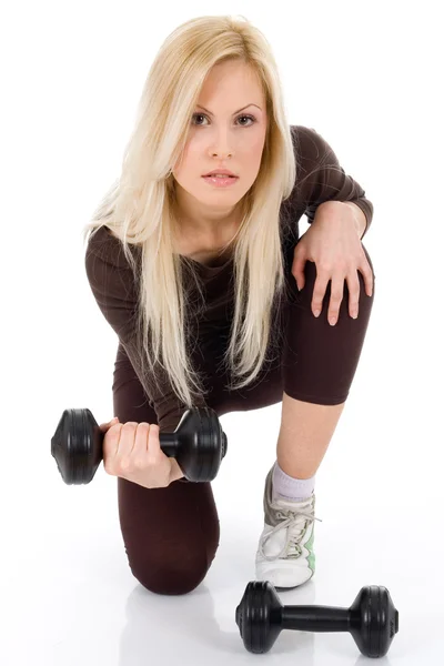 Młoda blond dama ćwiczenia — Zdjęcie stockowe