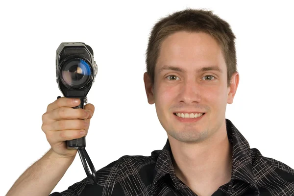 오래 된 카메라를 가진 남자 — 스톡 사진