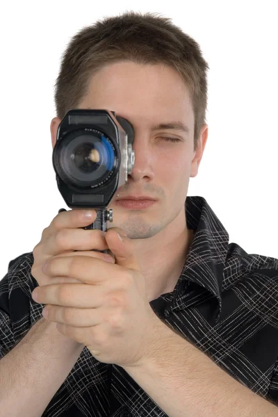 Man with old camera — Stock Photo, Image