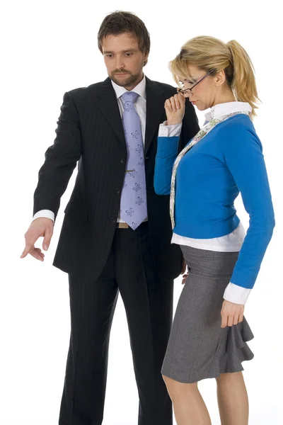 Young executive man with attractive blond — Stock Photo, Image
