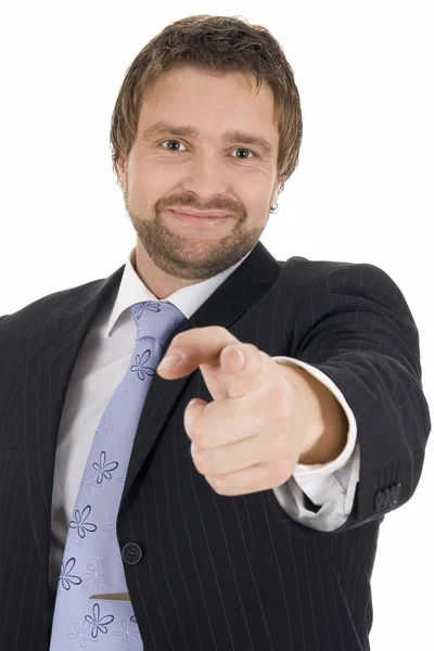 Young business man gesturing — Stock Photo, Image