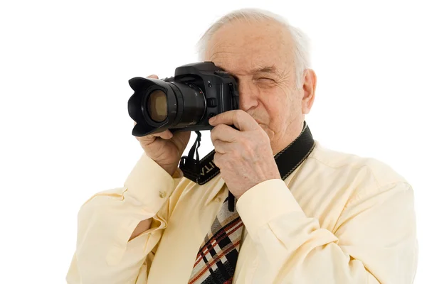 Senior fotógrafo de imprensa bem sucedido — Fotografia de Stock