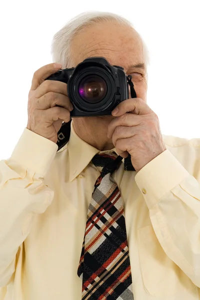 Senior fotógrafo de imprensa bem sucedido — Fotografia de Stock