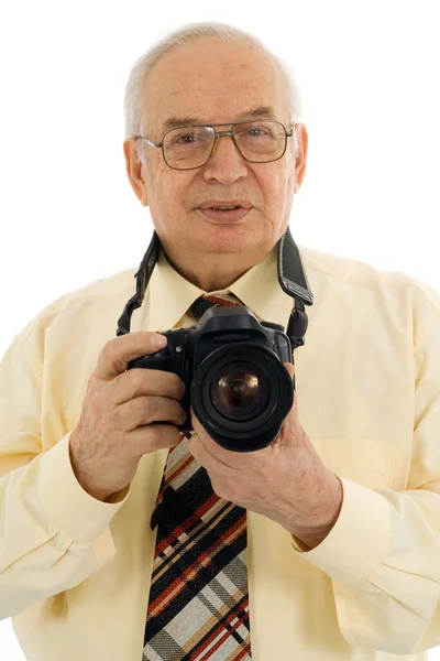 Senior erfolgreicher Pressefotograf — Stockfoto